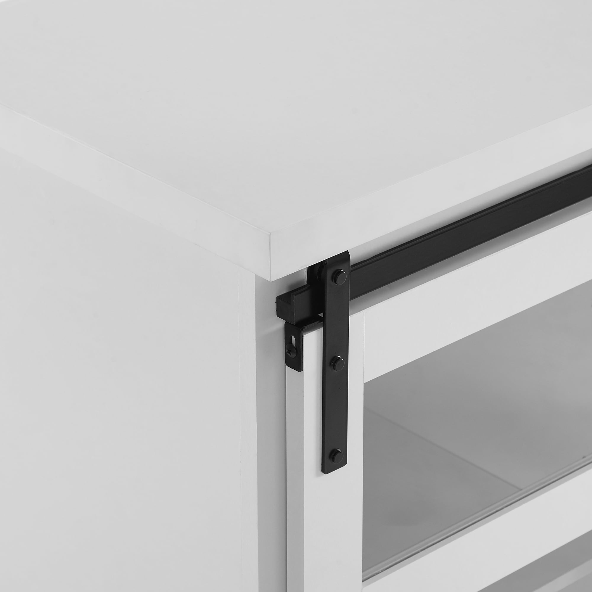 Walker Edison 32" Sliding Glass Door Accent Cabinet, Solid White