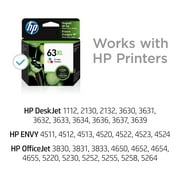 HP 63XL High Yield F6U63AN#140 Original Ink Cartridge, Tri-color 300 Pages