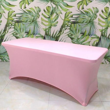 

6ft Tablecloth Rectangular Spandex Linen Stretchy Table Cloth Table Covers - Pink