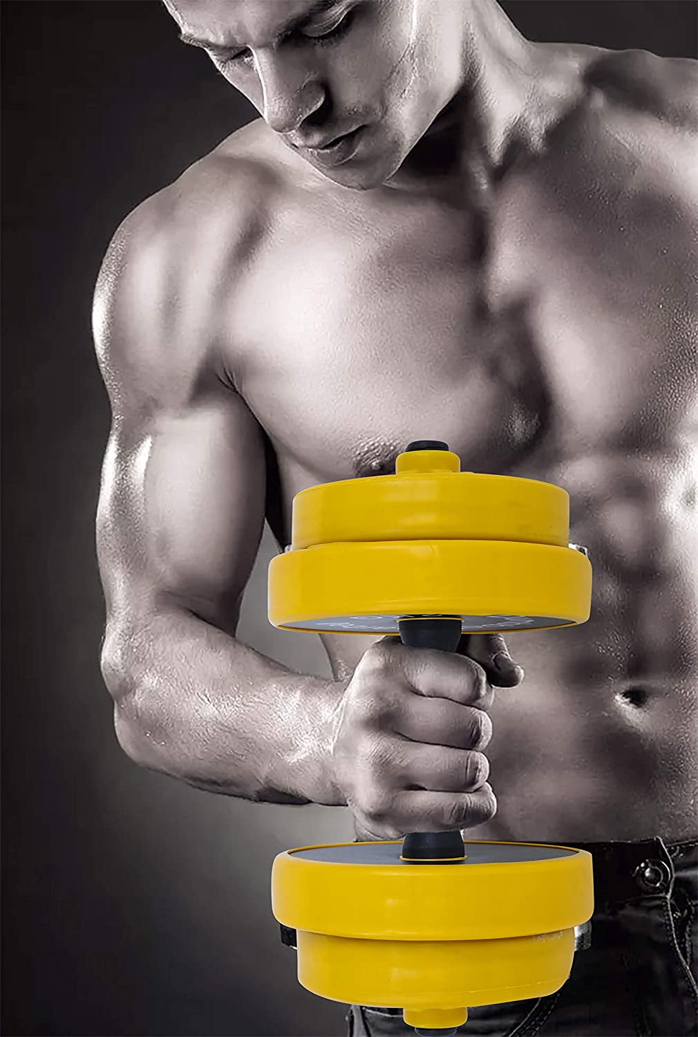 Nice C Adjustable Dumbbell Barbell Weight Pair, Yellow