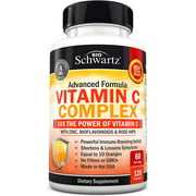 Vitamin C 1000mg Capsules with Zinc, Rose Hips & Bioflavonoids - Immune Support Supplement with 10x The Power of Vitamin C - Shortens & Lessens Symptoms - Equal to 10 Oranges - 120