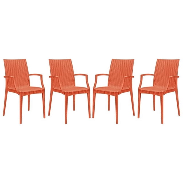 Afuera Living Fauteuil de Salle à Manger Tissé Moderne pour Intérieur et Extérieur, Orange (Ensemble de 4)