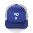 thumbnail image 2 of Daxton Team Numbers Structured Trucker Mesh Hat Mid Profile Cap, Royal White, Number 7, 2 of 5