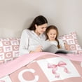 thumbnail image 4 of Erosebridal Modern Geometric Plaid Full Size Comforter Sets,Letter C Monogrammed Bedding Sets For Kids,Reversible pink,3pcs, 4 of 7