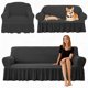 thumbnail image 1 of Funda para Sofá y Sillones Pack de 3 – Tela Seersucker Elástica Antideslizante, Lavable y Transpirable, Cubre Sofá Ajustable para Sala, Protector Decorativo del Hogar (Gris), 1 of 4