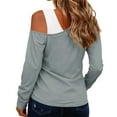 thumbnail image 6 of ClodeEU Women's Cut Out Cold Shoulder Tops,One Shoulder Sexy Long Sleeve T Shirts,Casual Trendy Outfits A-Gray,Womens Plus S, 6 of 6