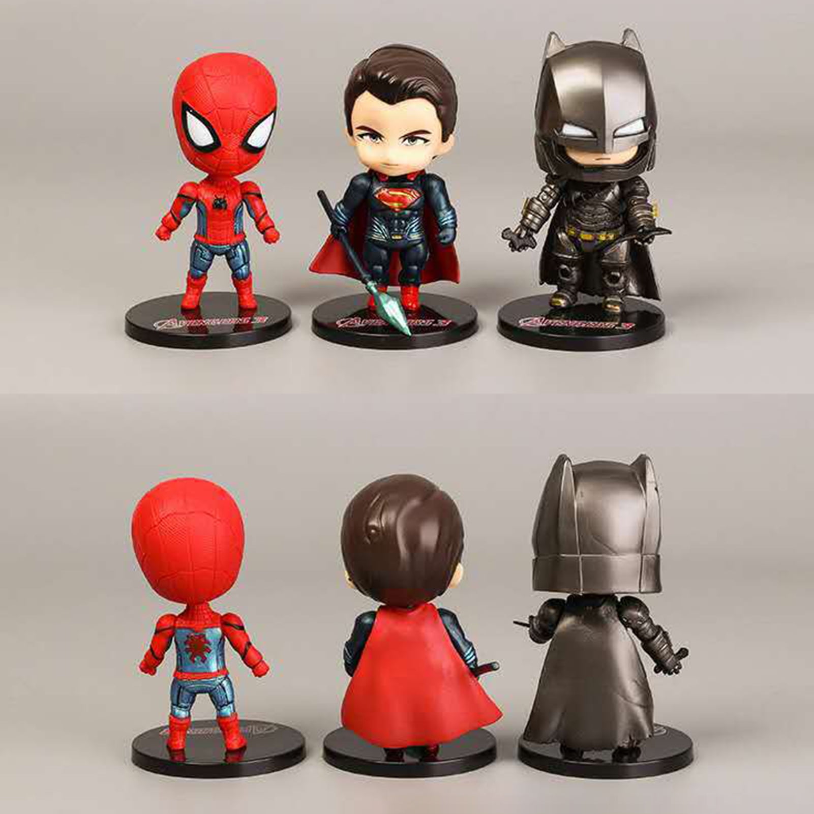 Wanwan 6Pcs Mini Cartoon Avengers Spiderman Captain America Doll Display  Mold Kids Toy 
