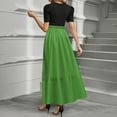 thumbnail image 4 of UoCefik Flowy Maxi Dresses For Women Elegant Floral Dresses Tie Belted Short Sleeve Empire Waist Teacher Summer Wedding Guest Dress Green XXL, 4 of 4