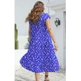thumbnail image 4 of Fantaslook Dresses for Women Summer Casual Boho Dress Floral Print Ruffle Sleeve Midi Beach Dresses, 4 of 7