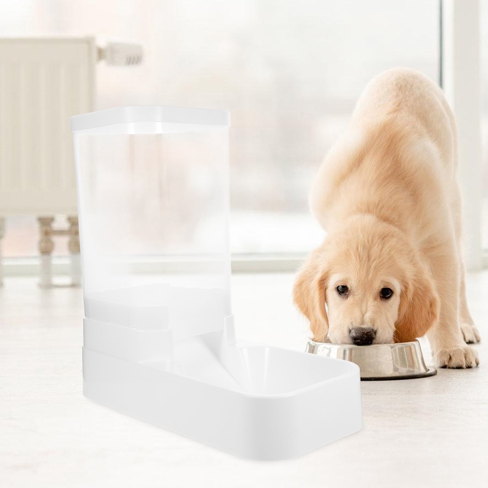 LEORX 1Pcs Pet Feeder Station Automatic White For Rabbit Cats Food Storage