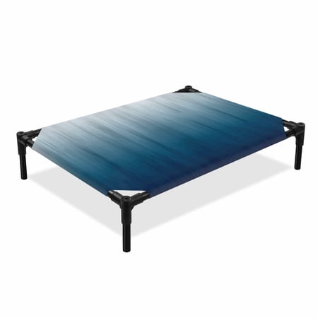 Navy Blue Ombre Elevated Dog Bed Contemporary Gradient Abstract Cooling Breathable Outdoor Raised Dog Cot Bed with Metal Frame Non-Slip Feet for Large Dog 28x22in