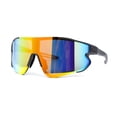 thumbnail image 3 of Mens Color Mirror Aerodynamic Block Shield Lens Plastic Sport Sunglasses Grey Orange Mirror, 3 of 4