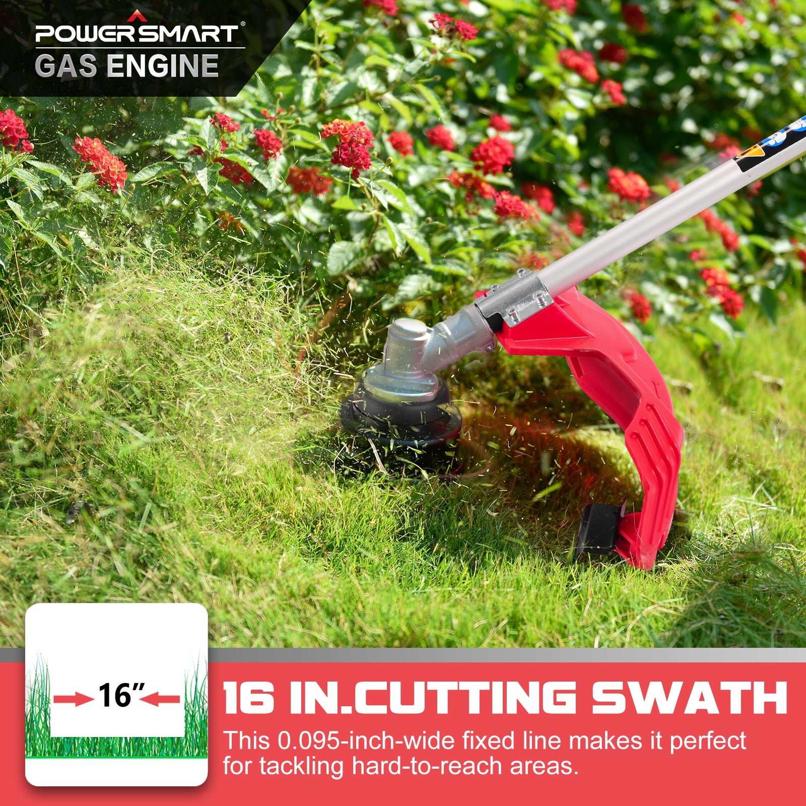 PowerSmart Gas String Trimmer ,4-Cycle 37.7cc 16.3-inch String Trimmer