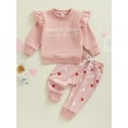 thumbnail image 2 of Honganda Ensemble de Vêtements de Saint-Valentin pour Filles 0-3 Ans Sweat à Manches Longues Pantalon 2 Pcs, 2 of 9