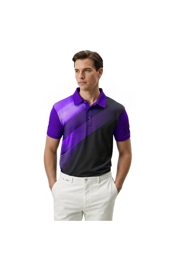 Short Sleeve Shirts for Men, Dry Fit Print Polo Shirt with Moisture-wicking, Sizes M-3XL