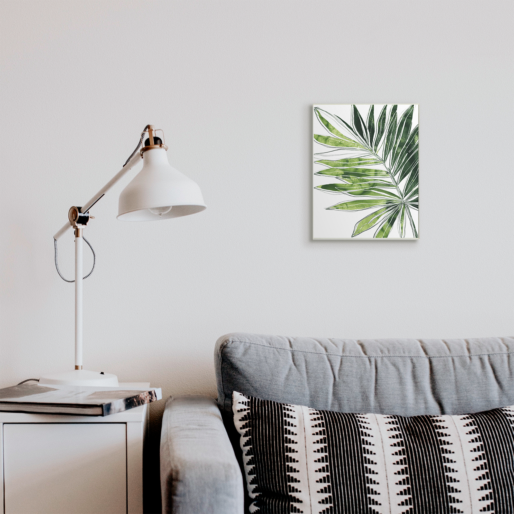 Stupell Industries Tropical Green Plant Expressive Palm Linework Botanical & Floral Painting Unframed Art Print Wall Art, 10 x 15