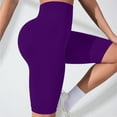 thumbnail image 6 of BODOAO Women's High Waisted Bermuda Workout Yoga Shorts Long Hiking Running Shorts Hip Lifting Fitness Pants with Textured Compression and Tight Fit High Waisted Peach Hip Yoga Shorts Purple M, 6 of 9
