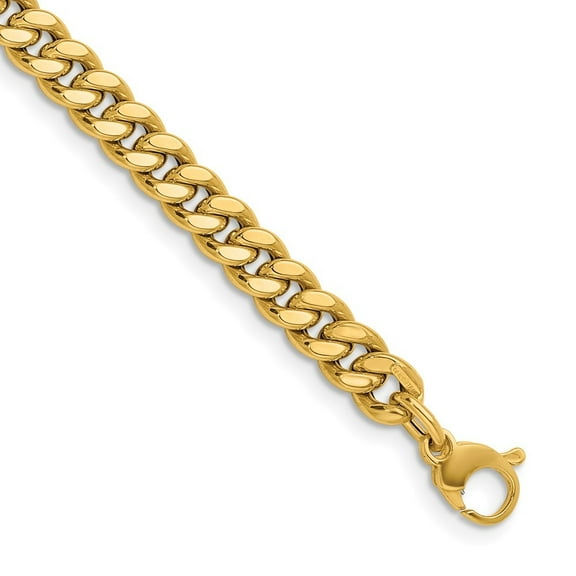 Auriga Fine Jewelry 14K Yellow Gold Polished 7 mm Curb Chain Necklace for Women 16"