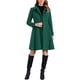 thumbnail image 2 of Abrigo de invierno de mujer vintage sólido de línea A con doble botonadura y cuello XS verde oscuro, 2 of 6