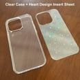 thumbnail image 3 of Phone Case Compatible for iPhone 14 Pro, Clear Case Slim Cover with Heart Design Reflection Insert Sheet Cute Pattern Decoration Film for Women Girls, 3 of 10