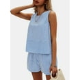 thumbnail image 3 of YATELLE Women's Summer 2 Piece Outfits Sleeveless Tank Top Matching Shorts Sets Cotton Striped Sweatsuits Vacation Beach 2025, 3 of 5