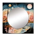 thumbnail image 2 of Designart "Vintage Townscape In Antique Pastel Palette I" Abstract Landscape Square Mirror For Wall Decor - Large Pink Square Printed Wall Mirror Art - Wall Mounted Square Large Mirror, 2 of 5