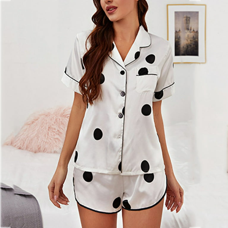 Women's Pajamas Summer Short Sleeves Button Down with Shorts Lounge Sets