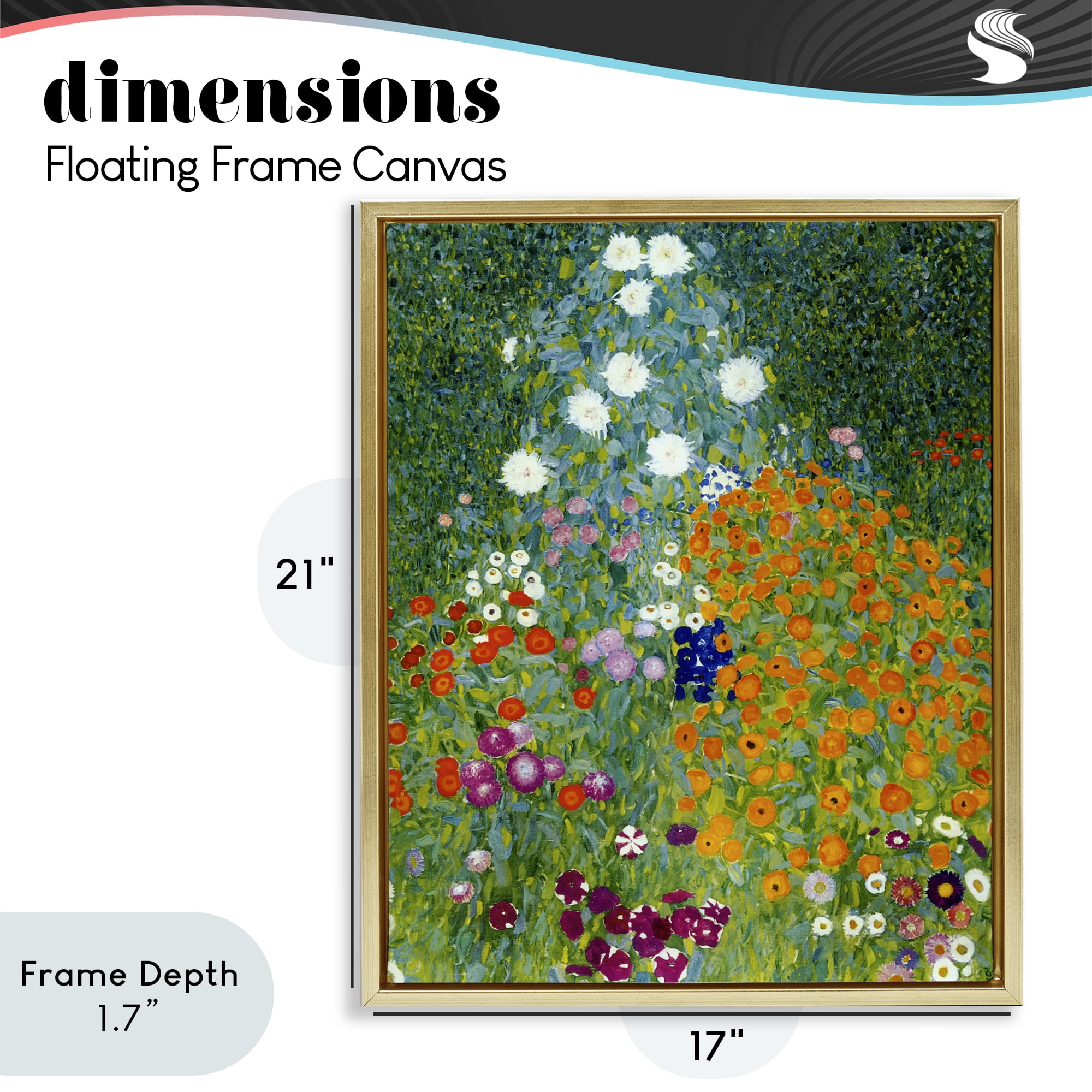 Stupell Industries Farm Garden Classic Klimt Gold Framed Floater Canvas Wall Art, design by Vintage Hustle