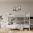 thumbnail image 2 of Aukfa Metal Bunk Bed Full over Full, High Guardrail and Metal Slats, Space-Saving Bed Frame for Kids Teens, White, 2 of 8