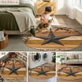 thumbnail image 6 of Yellow Brown Texas Star 8ft Round Rug, Retro Country Star Farmhouse Wooden Non-Skid Rubber Backing Large Area Rugs - Living Room Bedroom Home Office, Indoor Floor Mat Carpets Washable Rug, 6 of 9