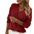 thumbnail image 2 of Aloohaidyvio Sweaters for Women,Women V-Neck Feather Shape Long Sleeve Tops Fashion Blouse Sexy Sweater, 2 of 3