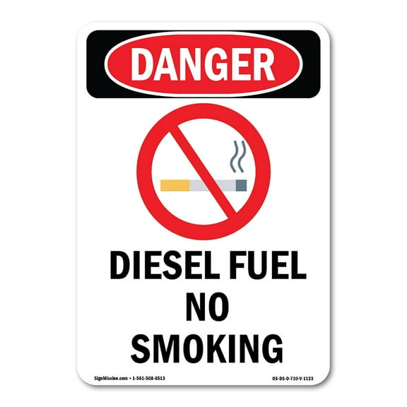 OSHA Danger Sign - Diesel Fuel No Smoking | Decal | Protect Your Business, Construction Site, Warehouse & Shop Area | Made in The USA