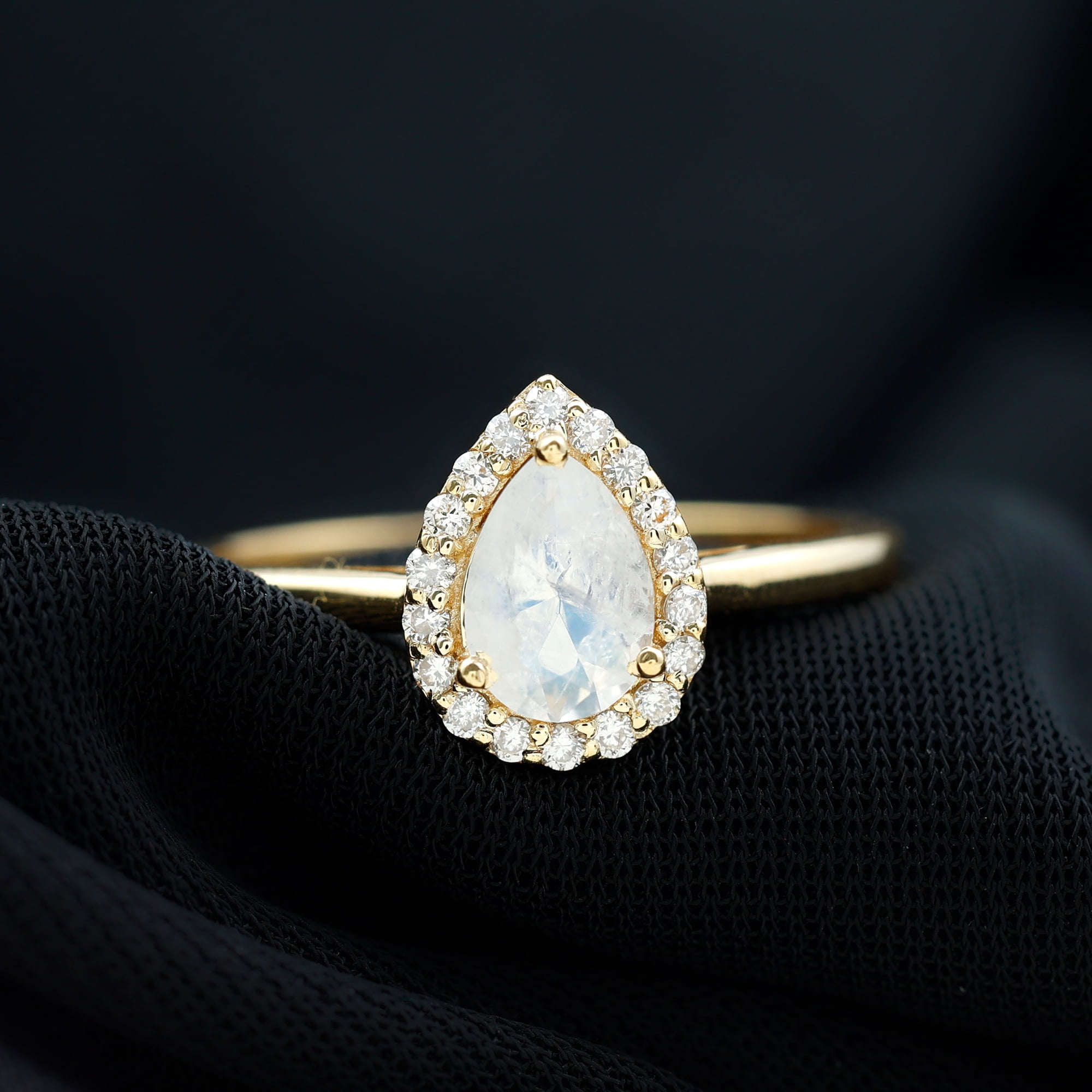 Blue Fire Rainbow Moonstone, Diamond Engagement Ring, Handmade Jewelry –  GeumJewels