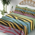 thumbnail image 4 of Ambesonne Zebra Print Fitted & Top Sheet Set with Shams, Savannah Animal Stripes, Green Yellow Black, 4 of 7