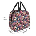 thumbnail image 2 of Yiaed Skull Blue Flower Print Insulated Lunch Bag Reusable Cute Tote Lunch Box, Leakproof Cooler Lunch Bags for Work Office Travel School Picnic, 2 of 5