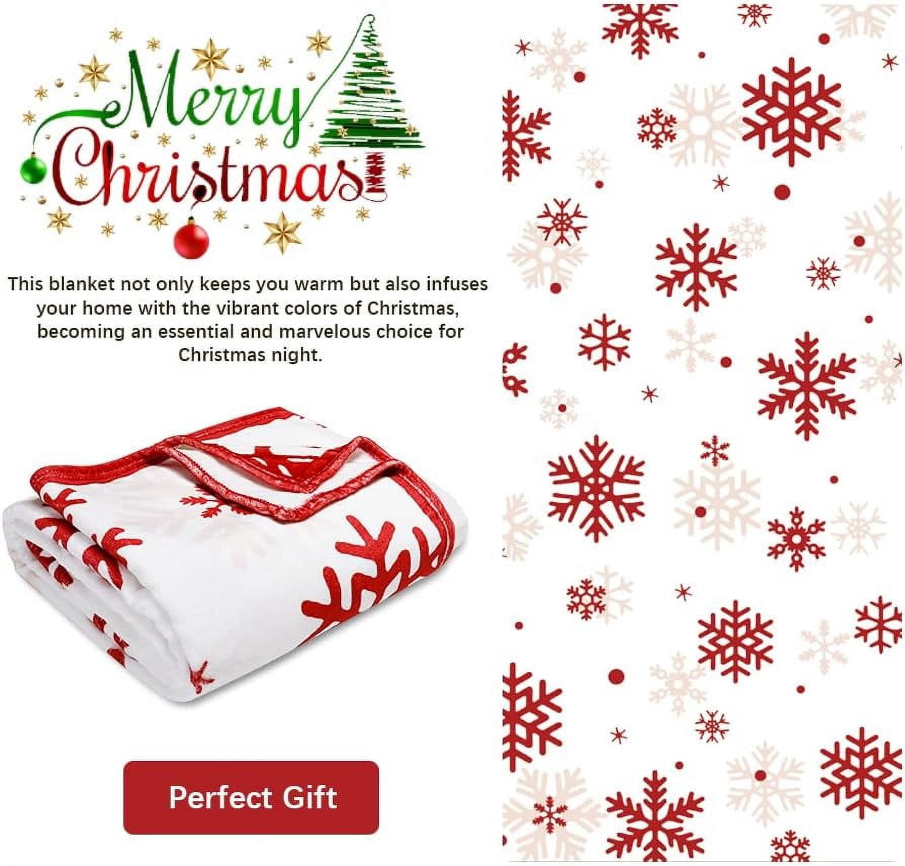 Red Snowflake Blanket Christmas Throw Blanket Winter Holiday Bed Blanket Super Soft Flannel Fleece Blanket Cozy Fuzzy Plush Throw Blanket for Couch “50 x 60”