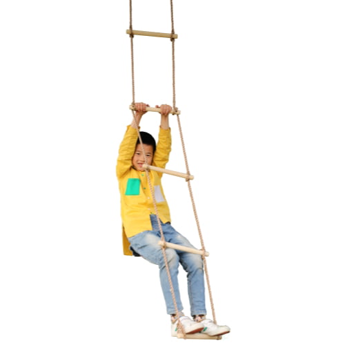 Children Climbing Rope Knotted Tree Swing Ladder and Swing Seat/Safety Buckle Included Backyard Tree Swing with Platform Qianduo Rope Climbing Swing
