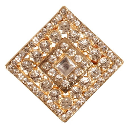 NEW! Sunsoul by Touchstone Indian Bollywood Romance Traditional Marvelous Look Crafted Rhinestone Kundan Look Vintage Designer Jewelry Rhombus Shape Brooch In Gold Tone For Women.
