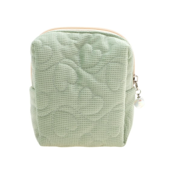 Unique Bargains 1 Pc Heart Pattern Makeup Bag for Business Travel Green Polyester