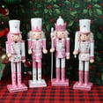 thumbnail image 6 of 12" Pink Nutcracker Figure w/ White Sword – Traditional hand painted wooden Christmas Decorations in modern décor colors. New! Sassy pink and white embellished with Pink Glitter & Rhinestones accents., 6 of 6