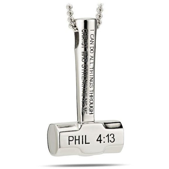 Women's Stainless Sledgehammer Pendant Necklace-Phil 4:13 by Shields of Strength