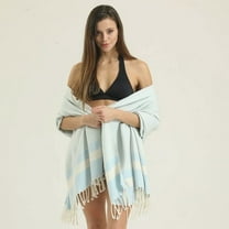 Quick-Dry Oversized Beach Towel 100% Cotton, Sand-Free, Lightweight, 71x36in M.O.S (Powder Blue)