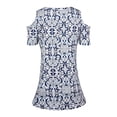 thumbnail image 5 of QELUSQELUS Women Blouse Short Sleeve Cold Shoulder Floral Daytime T-Shirt, 5 of 5