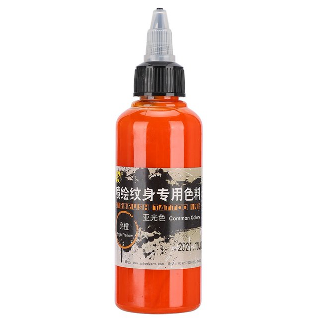 Tinta de tatuaje mate desechable temporal - 100 ml, pigmento de dibujo de color naranja