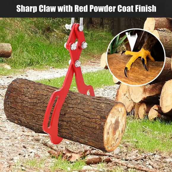 Pinces de Levage pour Bûches Robustes, Pince à Bois en Acier à 2 Griffes avec Anneau Antidérapant Fixe pour l'Exploitation du Bois, Manutention Efficace pour Tracteurs et Débusqueurs, 18 Po