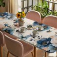 thumbnail image 3 of Vintage Blue Floral Table Cloths for 8 Foot Rectangle Tables, Butterflies Watercolor Flower Linen Patio Waterproof Elastic Fitted Tablecloths, Washable Rectangular Table Cover for Camping, 3 of 8