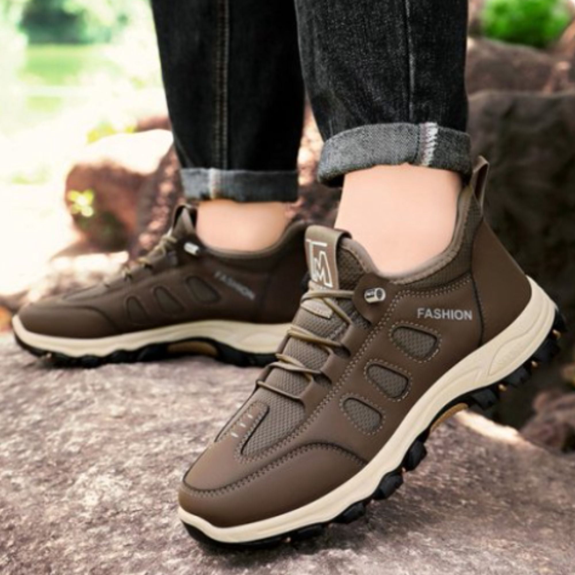 CHICVOMEY Walking Sneakers for Men Breathable Lightweight Slip-On Sneakers Hiking Shoes with Anti-Slip for Running Trekking Outdoor Camping