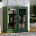 thumbnail image 3 of Palace Imports 100% Solid Wood 3-shelf Bookcase with Adjustable Shelves and Glass Doors, Green, 3 of 5