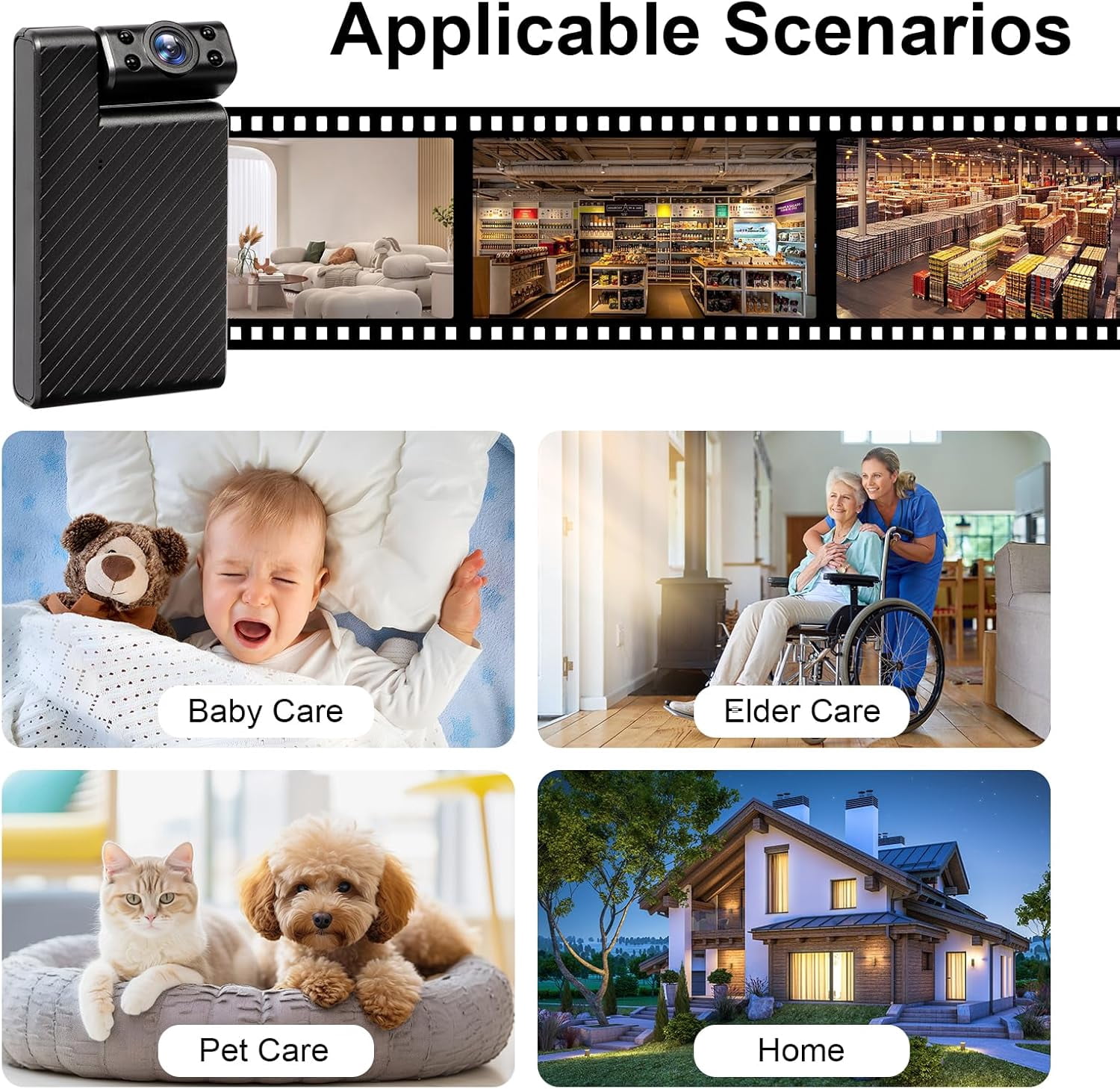 Mini WiFi Camera HD 180° Rotating Lens,Wireless Security Camera with Night Vision Portable Body Cam,Remote View Motion Detection Phone App Control & Real-Time Alerts for Home/Baby/Pet/Nanny Monitor