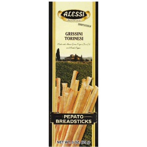 Alessi Grissini Torinesi Pepato Breadsticks, 3 oz, (Pack of 12